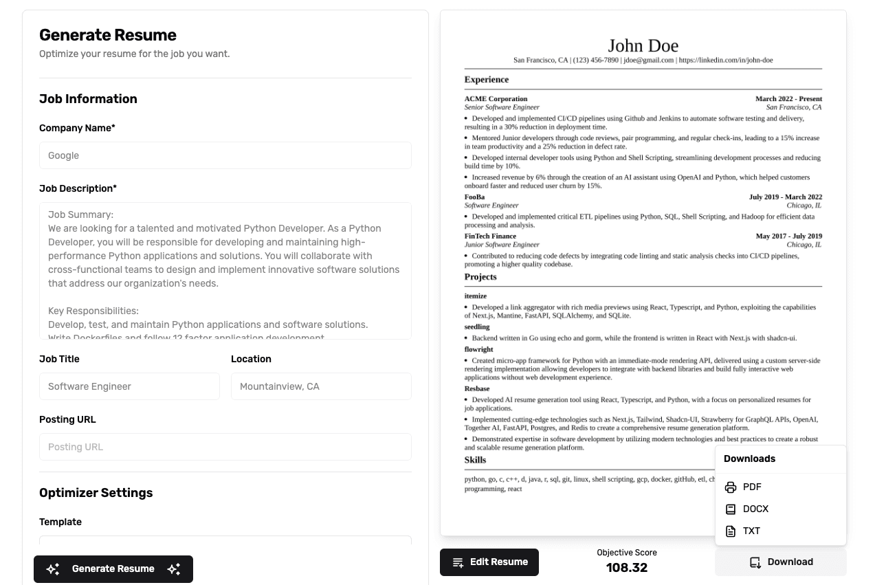 Resume Generator